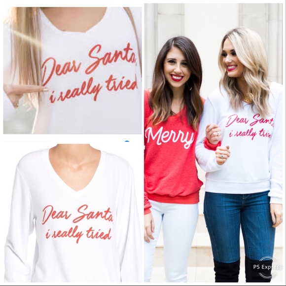 WILDFOX BAGGY BEACH DEAR SANTA PULLOVER TOP - Picture 5 of 7